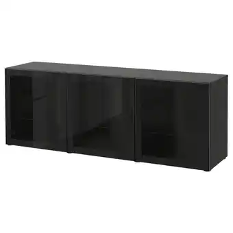 IKEA Bestå oppbevaring med dører, brunsvart/glassvik svart/klart glass, 180x42x65 cm tilbud