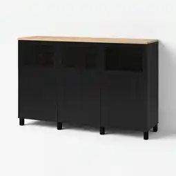 IKEA Bestå oppbevaring med dører, lappviken/stubbarp/sindvik brunsvart klart glass, 180x42x114 cm tilbud