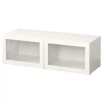 IKEA Bestå hylle med vitrinedører, hvit/sindvik hvit klart glass, 120x42x38 cm tilbud