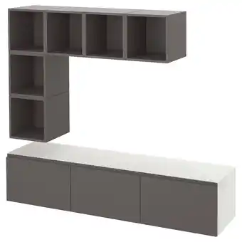 IKEA Bestå / eket tv-møbel, kombinasjon, hvit västerviken/mørk grå, 180x42x185 cm tilbud