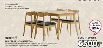 JYSK Kalby bord + lyngholm stol tilbud