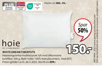 JYSK White dream fiberpute tilbud