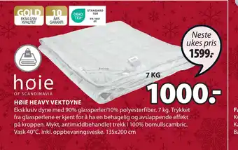 JYSK Høie heavy vektdyne tilbud
