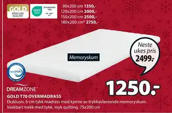 JYSK Gold t70 overmadrass tilbud