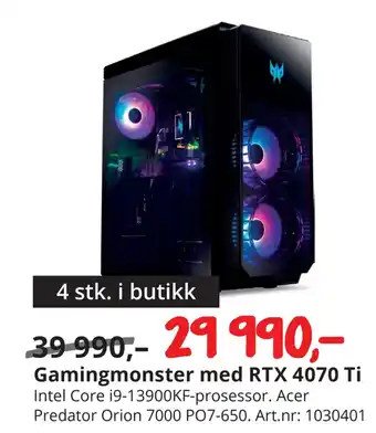 NetOnNet Gamingmonster med rtx 4070 ti tilbud