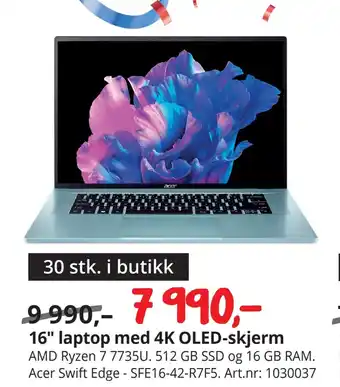 NetOnNet 16 laptop med 4k oled-skjerm tilbud