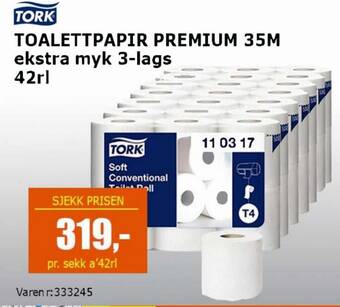 Kontorspar TORK TOALETTPAPIR PREMIUM 35M tilbud