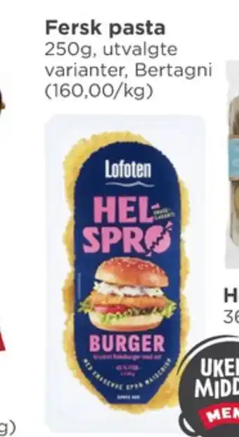 Meny Bertagni pasta tilbud