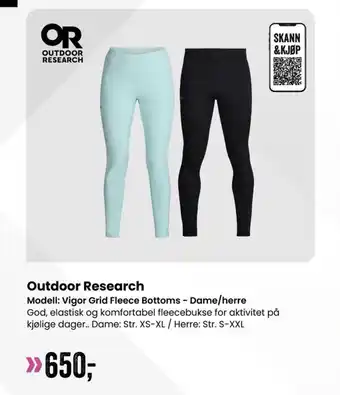 Sport Outlet Outdoor Research Modell: Vigor Grid Fleece Bottoms - Dame/herre tilbud