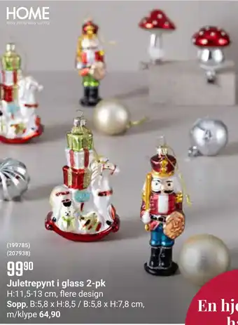 Europris Juletrepynt i glass 2-pk tilbud