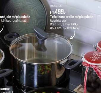 Europris Tefal kasserolle m/glasslokk tilbud