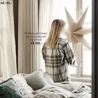 Kid Interiør Mt blanc garnfarget flanell nattskjorte tilbud