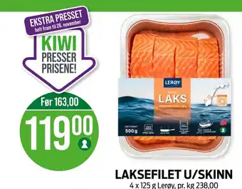 Kiwi LAKSEFILET U/SKINN 4 x 125 g tilbud