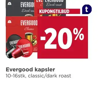 Meny Evergood kapsler 10-16stk, classic/dark roast tilbud