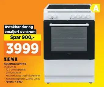 POWER KERAMISK KOMFYR SCS60W23 tilbud