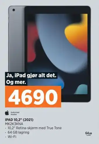 POWER IPAD 10,2" (2021) MK2K3KNA tilbud