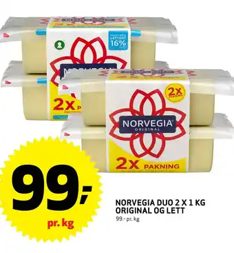 Bunnpris NORVEGIA DUO 2 X 1 KG ORIGINAL OG LETT tilbud
