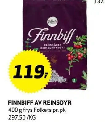 Bunnpris FINNBIFF AV REINSDYR 400 g tilbud