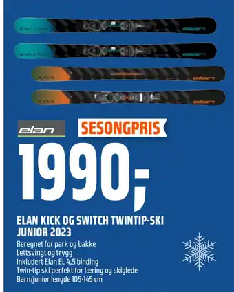Coop Obs Elan kick og switch twintip-ski junior 2023 tilbud
