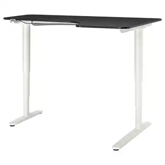 IKEA Bekant hjørnearbeidsbord høyre sitte/stå, svartbeiset askefiner hvit, 160x110 cm tilbud
