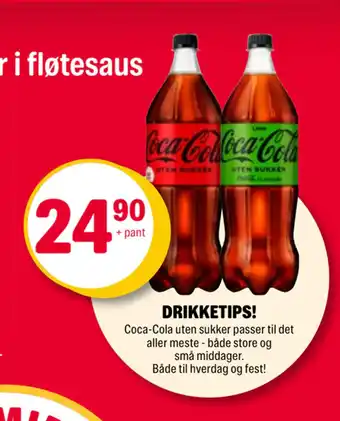 Coop Extra Coca-cola uten sukker tilbud