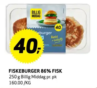 Bunnpris Fiskeburger 86% fisk tilbud
