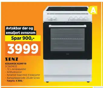 POWER Keramisk komfyr tilbud