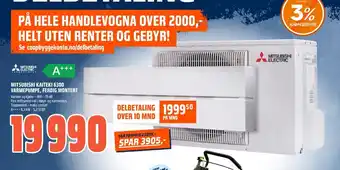 Coop Obs Mitsubishi kaiteki 6300 varmepumpe, ferdig montert tilbud