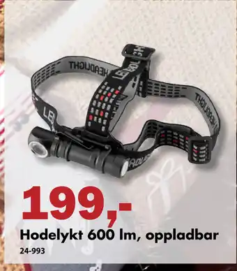 Biltema Hodelykt lm, oppladbar tilbud