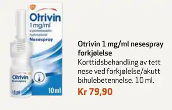 Apotek 1 Otrivin 1 mg/ml nese spray forkjølelse tilbud