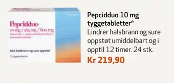 Apotek 1 Pepcidduo 10 mg tyggetabletter tilbud
