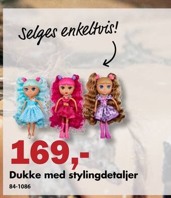 Biltema Dukke med styling detaljer tilbud