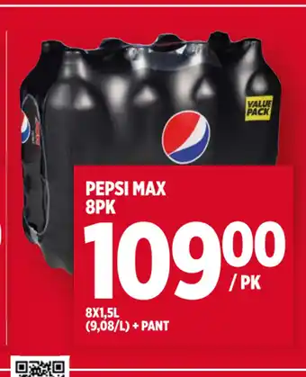 Meny Pepsi max 8pk tilbud