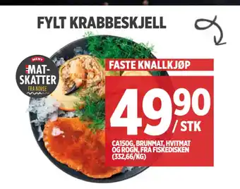 Meny Fylt krabbeskjell tilbud