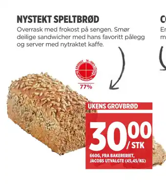 Meny Nystekt speltbrød tilbud