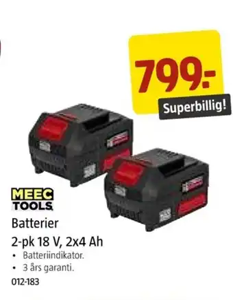Jula MEEC TOOLS Batterier 2-pk 18 V, 2x4 Ah tilbud