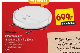 Jula Robotstøvsuger 1500 mAh, 80 min, 220 ml tilbud