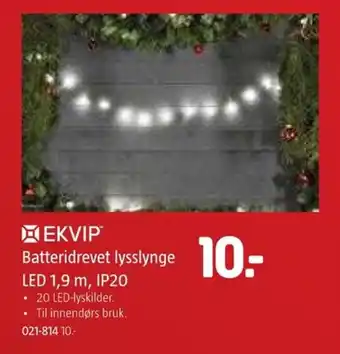 Jula EKVIP Batteridrevet lysslynge LED 1,9 m, IP20 tilbud