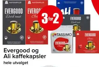 Spar Evergood og Ali kaffekapsler hele utvalget tilbud