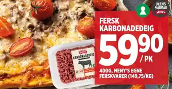 Meny FERSK KARBONADEDEIG tilbud
