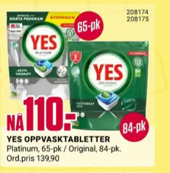 Europris Yes maskinoppvask - tabs tilbud