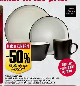 Europris Tind servise grå tilbud