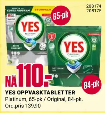Europris Yes oppvasktabletter tilbud