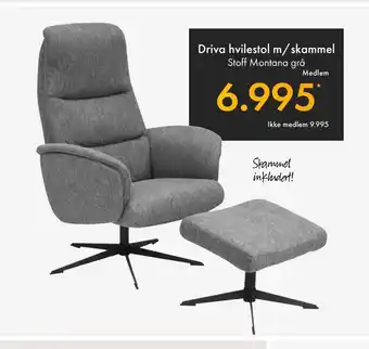 Fagmøbler Driva hvilestol m/skammel tilbud