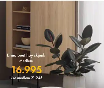 Fagmøbler Linea buet høy skjenk tilbud