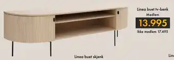 Fagmøbler Linea buet tv-benk tilbud