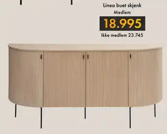 Fagmøbler Linea buet skjenk tilbud