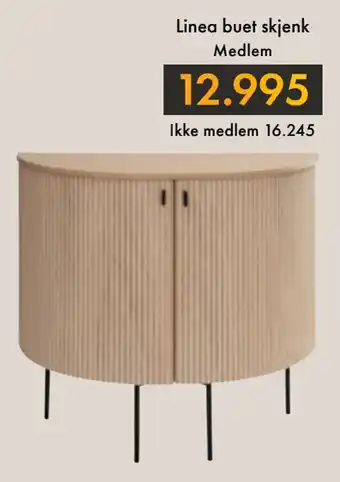Fagmøbler Linea buet skjenk tilbud