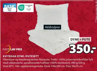 JYSK Kvitegga dyne-/putesett tilbud