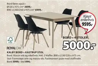 JYSK Kalby bord + kastrup stol tilbud